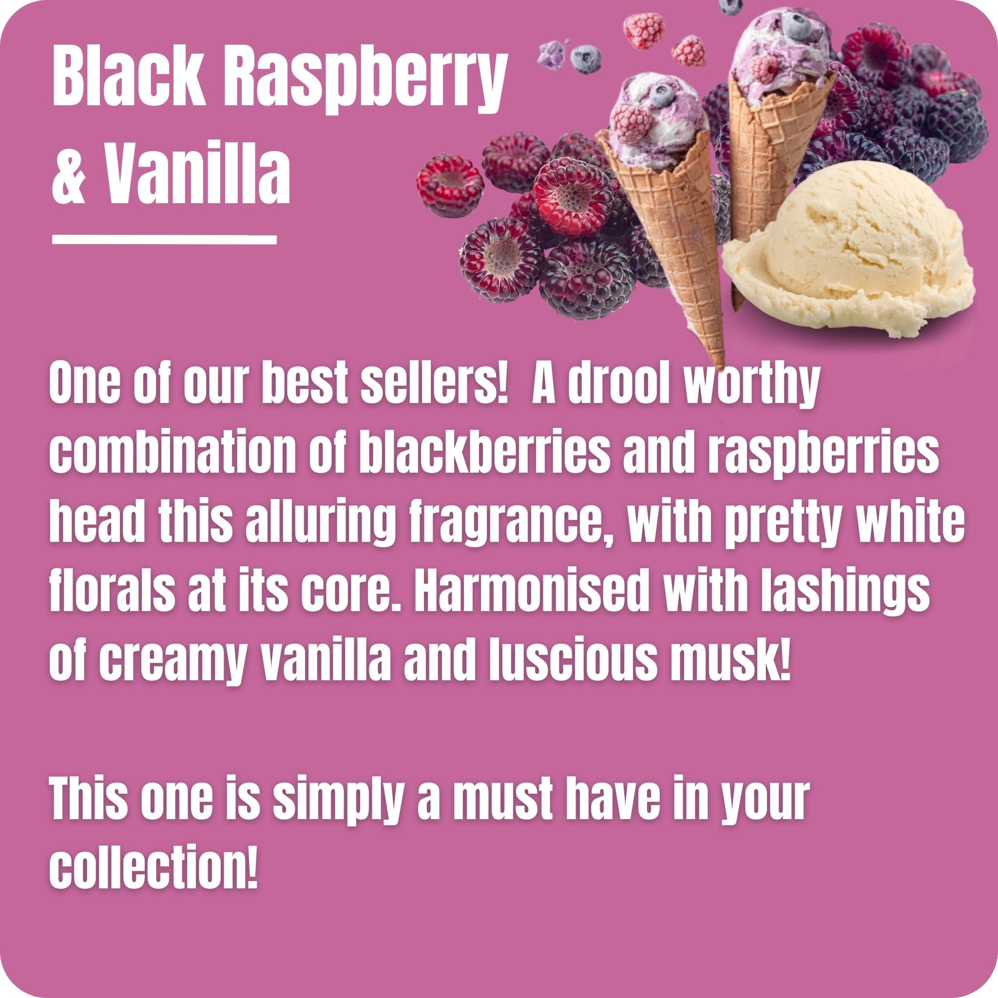 black rasperry vanilla liquid wax melts pum wax fragrance description