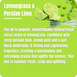 Lemongrass and Persian Lime liquid wax melts fragrance notes and scent description
