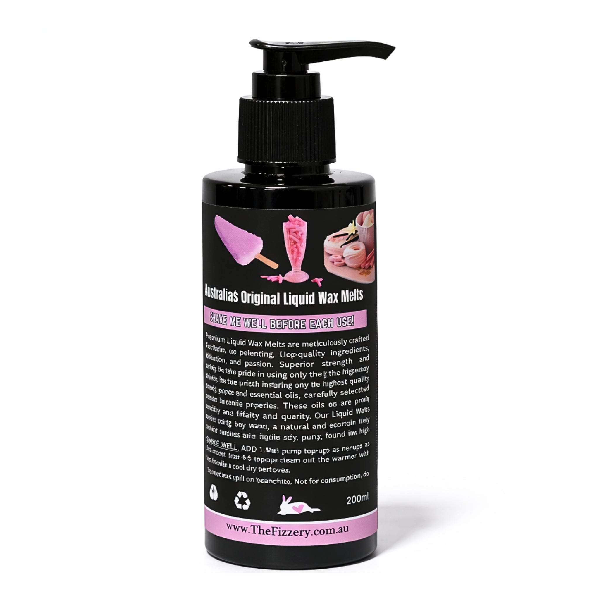 Pink Musk Sticks Pump Wax liquid wax melts 200ml bottle back label