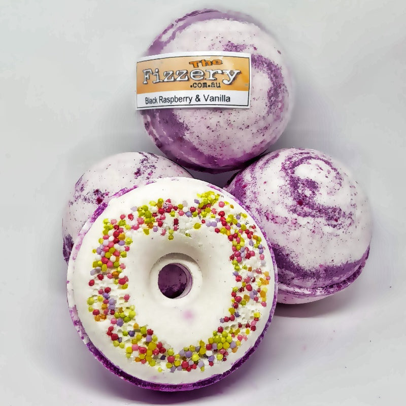 Black Raspberry Vanilla Bath Bomb Donut