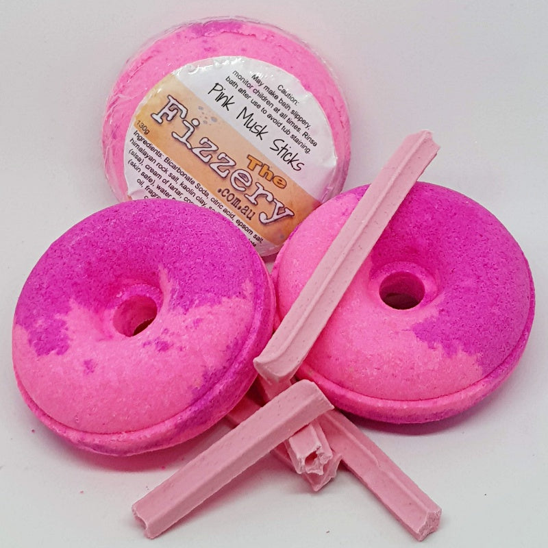 Pink Musk Sticks Bath Bomb Donut